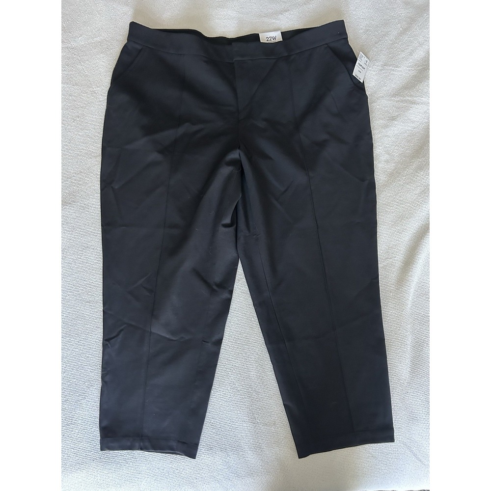 Lands' End NWT Women's Black Pants Size 22W Chino High Rise Straight Leg